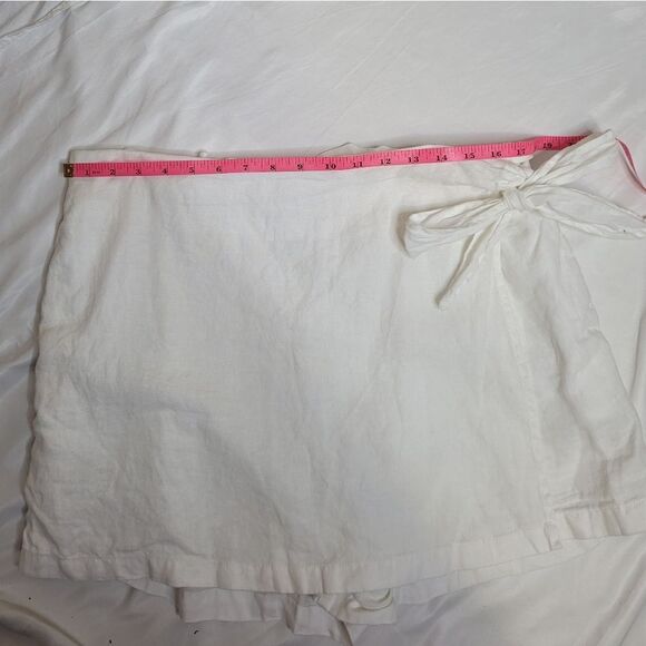 CHRISTIAN SIRIANO white linen pull on wrap skort shorts‎ coastal grandma XL - Picture 9 of 9